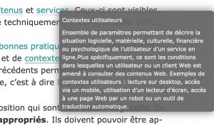 Définition affichée en surimpression d'une page