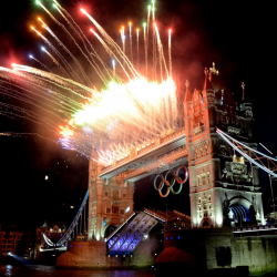London tower bridge fireworks 2012, by Paul Houstono
