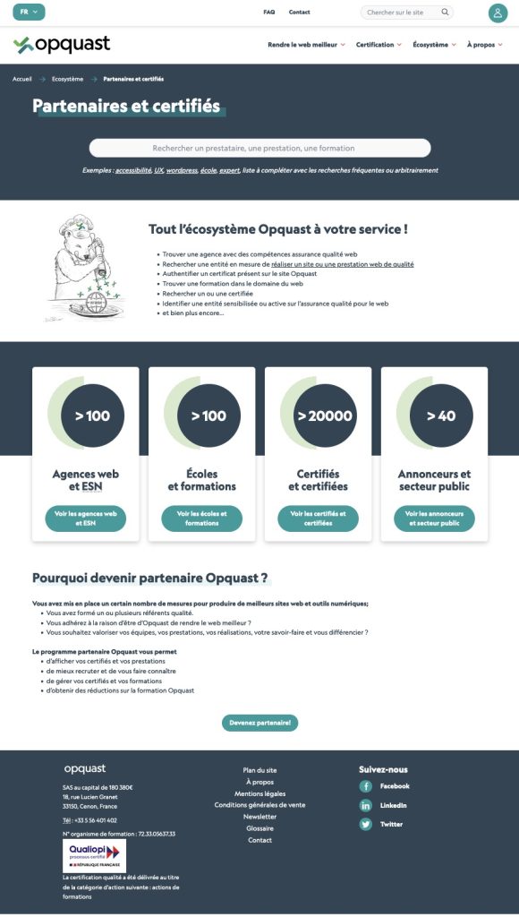 Capture de l'annuaire Opquast en septembre 2024