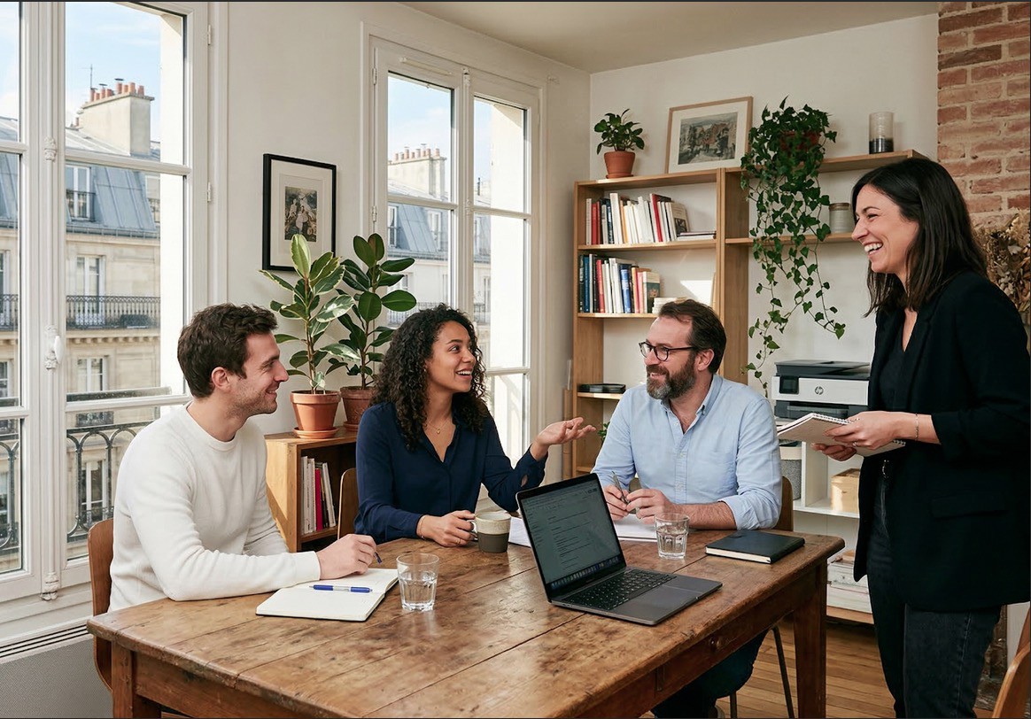 une équipe web au travail dans un bureau lumineux